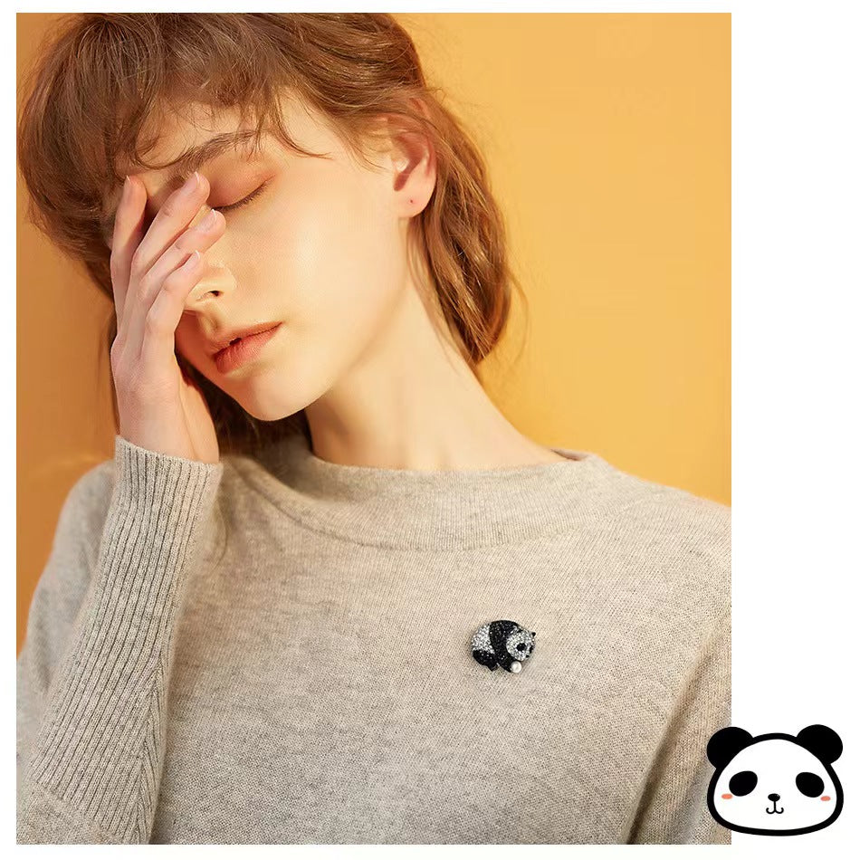 Panda in hot air brooch