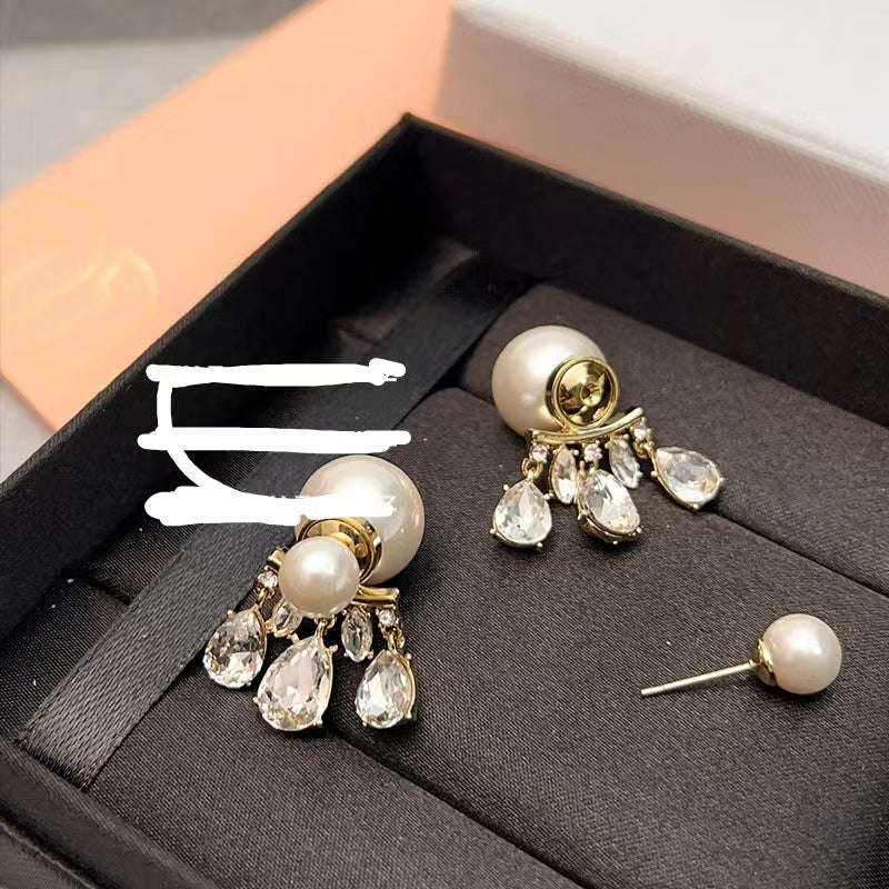 A37 Junior D pearl diamond vintage style earring