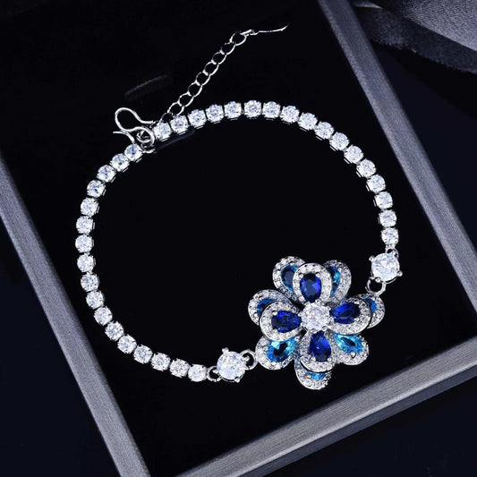 A16. 3D camellia blue zircon bracelet
